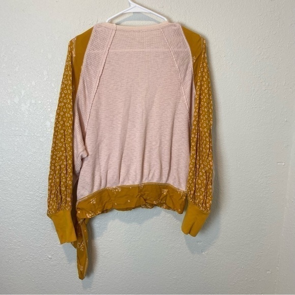 Free People Auxton Waffle Knit Wrap Mixed Media Top - Picture 8 of 15